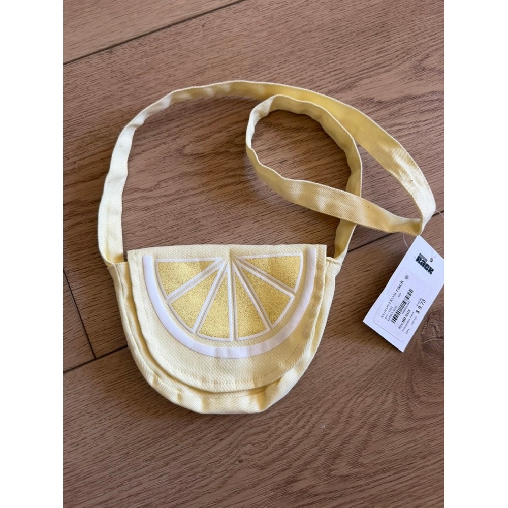 Nordstrom Rack Kids Yellow Lemon Slice Canvas Crossbody Bag Glitter BFY-TX02